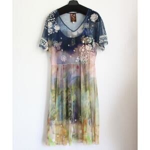JOHNNY WAS Kara Mesh Dress, Size XL